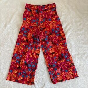 Anthropologie Maison d'Amelie Floral Print Wide Leg Linen Blend Pants Women's S